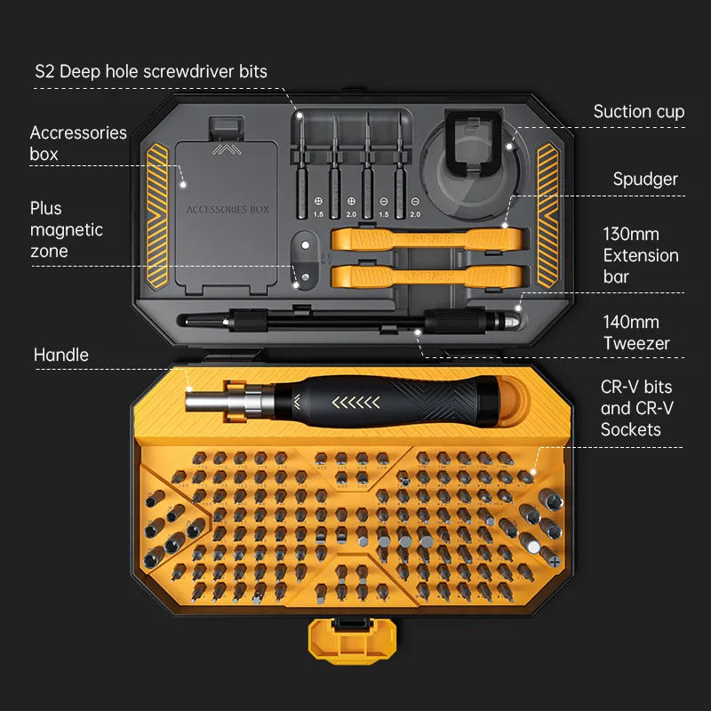 JAKEMY 145 in 1 Precision Magnetic Screwdriver Set Hex Phillips Screw Driver CR-V Bit for Mobile Phone Tablet Laptop Repair Tool