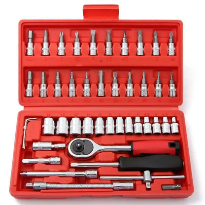 46Pcs Wrench Set Tool Kit For Car Tool Screwdriver And Bit Ratchet Torque Quick Wrench Spanner Wrench Socket Key Hand Tools